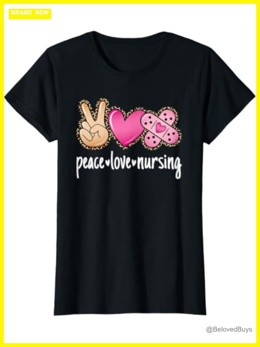 Peace Love Nursing Leopard Cute Nurse T-Shirt